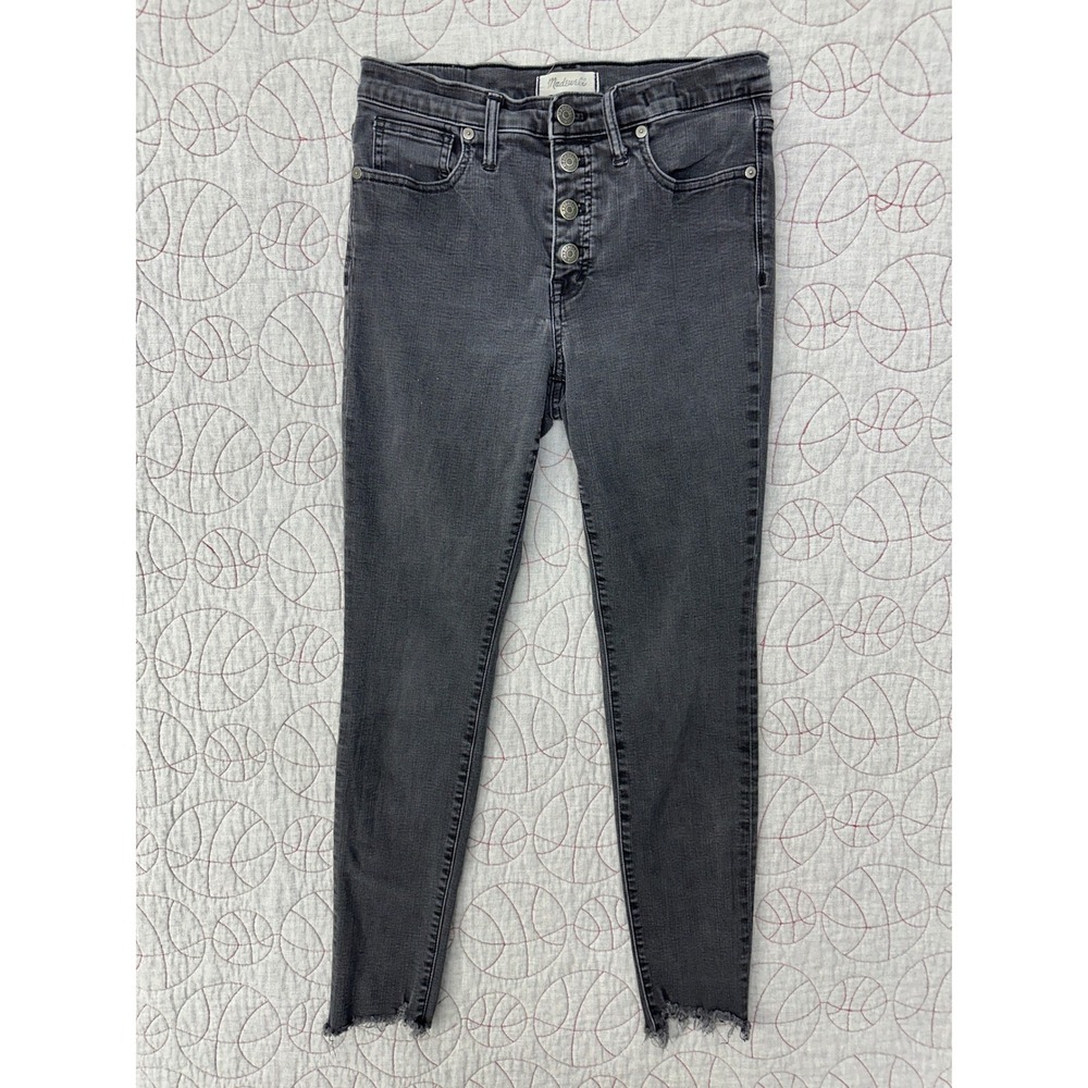 Madewell Jeans Black 9"‎ High-Rise Skinny Button Fly Raw Hem / Women's 29